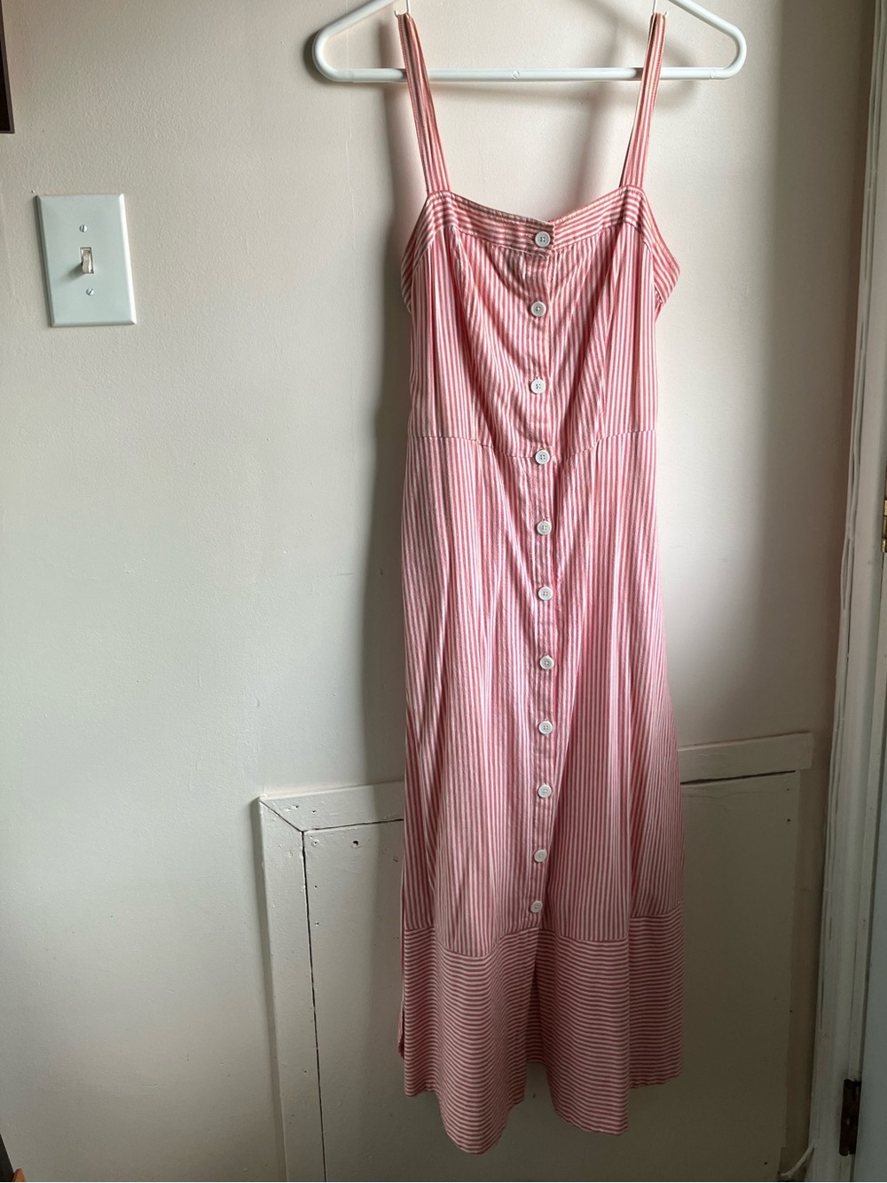 Pale Red & White Striped Button-Front Midi Dress - Michael Stars